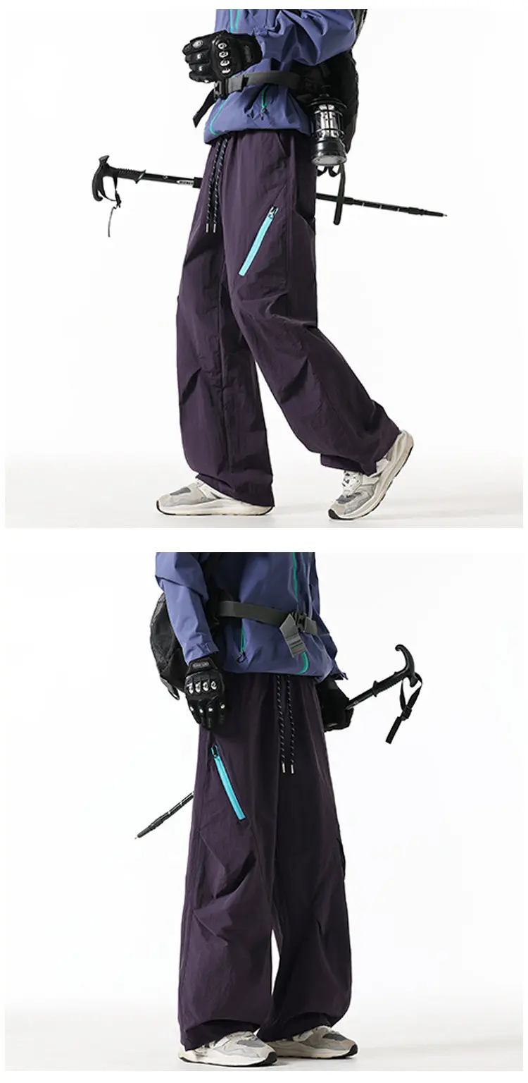 2026 Neue Unisex Winddichte & Wasserdichte Outdoor-Wanderhose mit Seitenreißverschluss-Design Wasserabweisende Winddichte Techwear-Hose – Detail 9