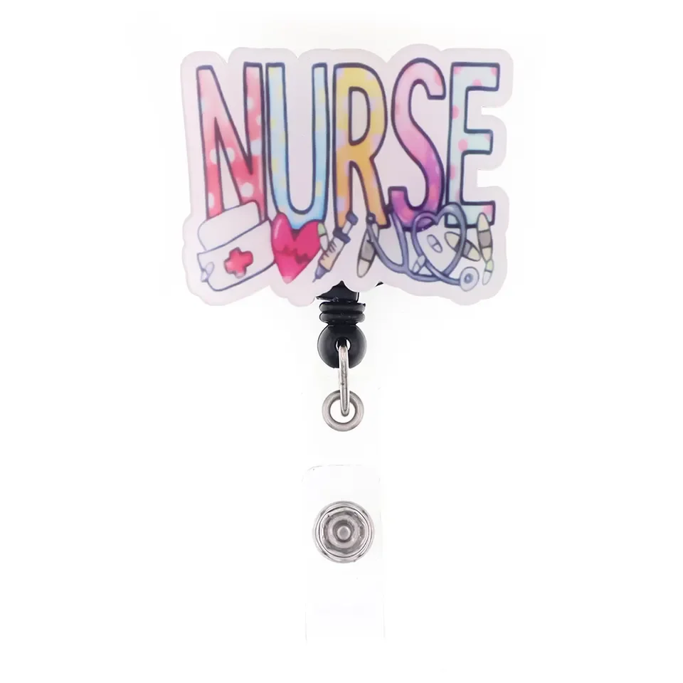 Medical Supply Acrylic Retractable Nurse Doctor Badge Reel CNA Badge Accessories Name Badge Holder