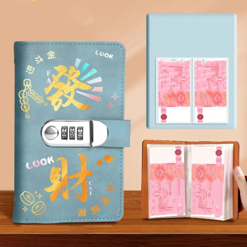 50Sheets Saving Money Binder PU Leather Refillable Budget Binder with Lock Portable Savings Handbook Account Book
