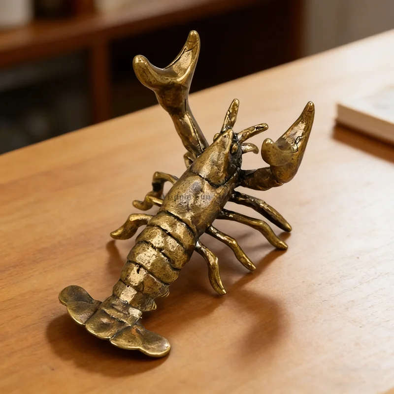 Vintage-Krebsfigur aus Messing als Schreibtisch-Dekoration, Mini-Metallhandwerk für Insektenliebhaber, Regal-Deko für Zuhause und Büro, Kreatives Geburtstagsgeschenk