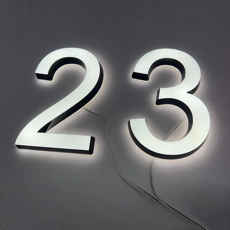 Custom LED House Number Outdoor Waterproof 3D Acrylic Illuminated House Sign Modern Residential Door Plates Lighted House Number