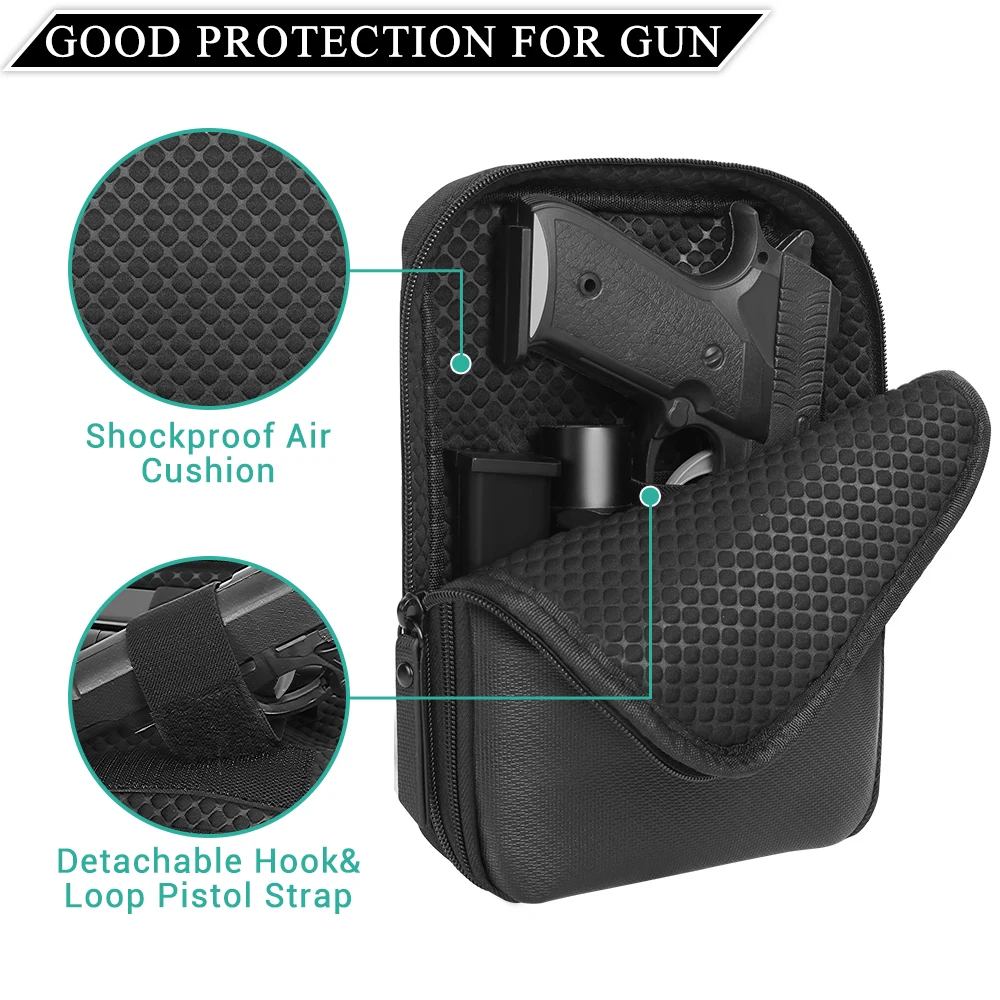 Concealed Carry Gun Bag Soft Sling Shoulder Bag Pistol Case Fanny Pack Waist Belt Firearm Bag with Holster for Handgun Pistol