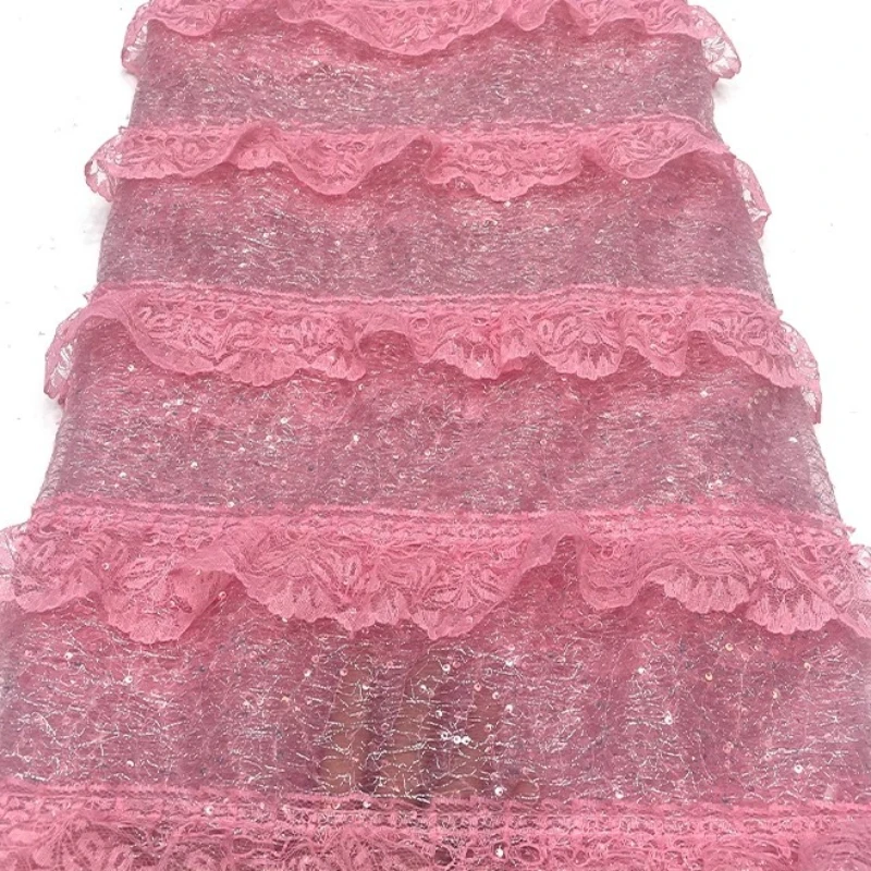 

French luxurious lace mesh,high-quality African handcrafted wavy lace,sequins and beaded, Nigerian embroidered lace fabric dress