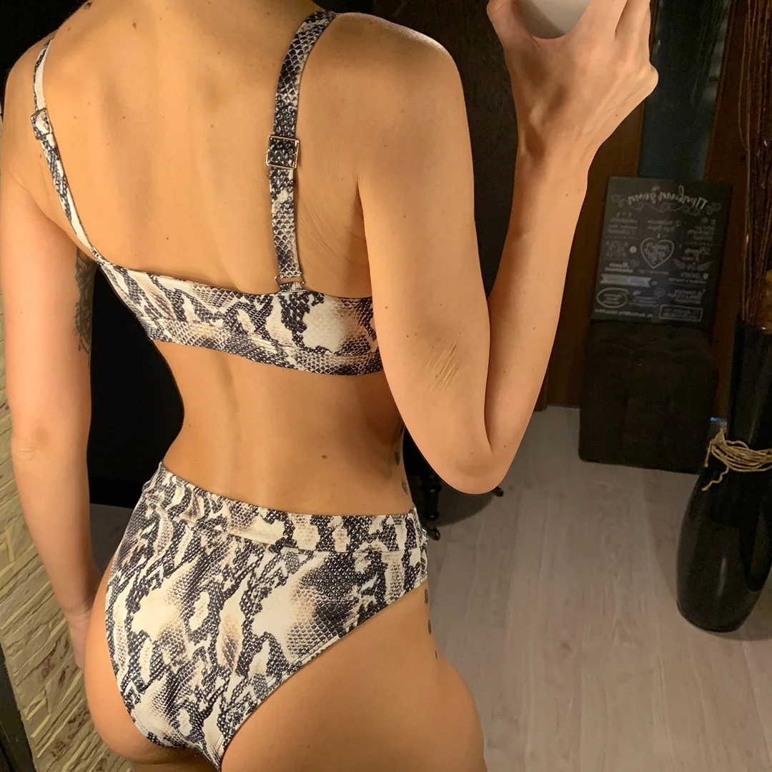 NEUER Leoparden-Badeanzug, hochtaillierter Bikini, Damen-Badebekleidung, zweiteiliges Bikini-Set, Badeanzug mit Schlangenmuster, Badebekleidung, V1712 – Detail 5