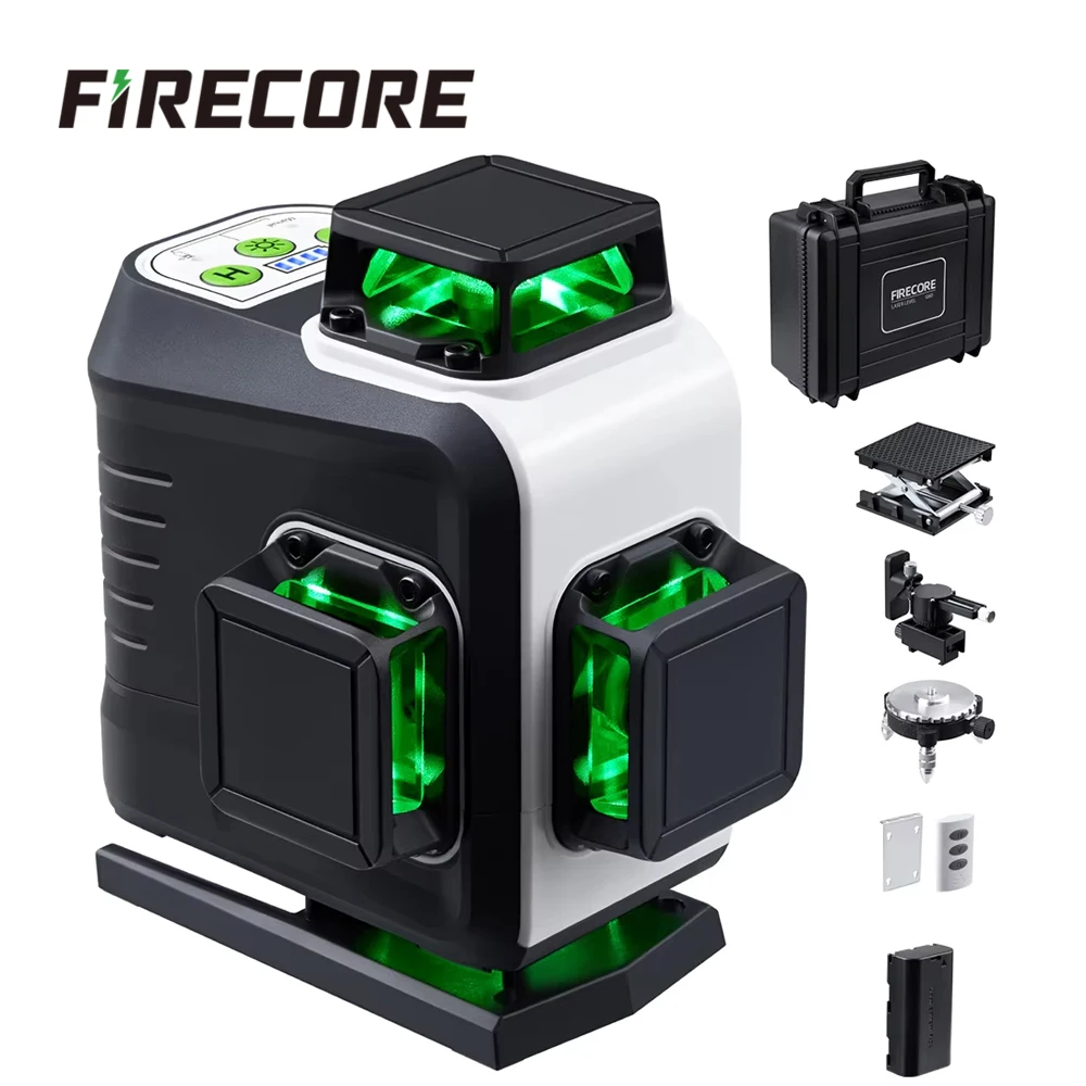 FIRECORE Professioneller Laser-Nivellierer Selbstnivellierend 360° 16 Linien 4D G60 Outdoor Superstarker Grüner Laser