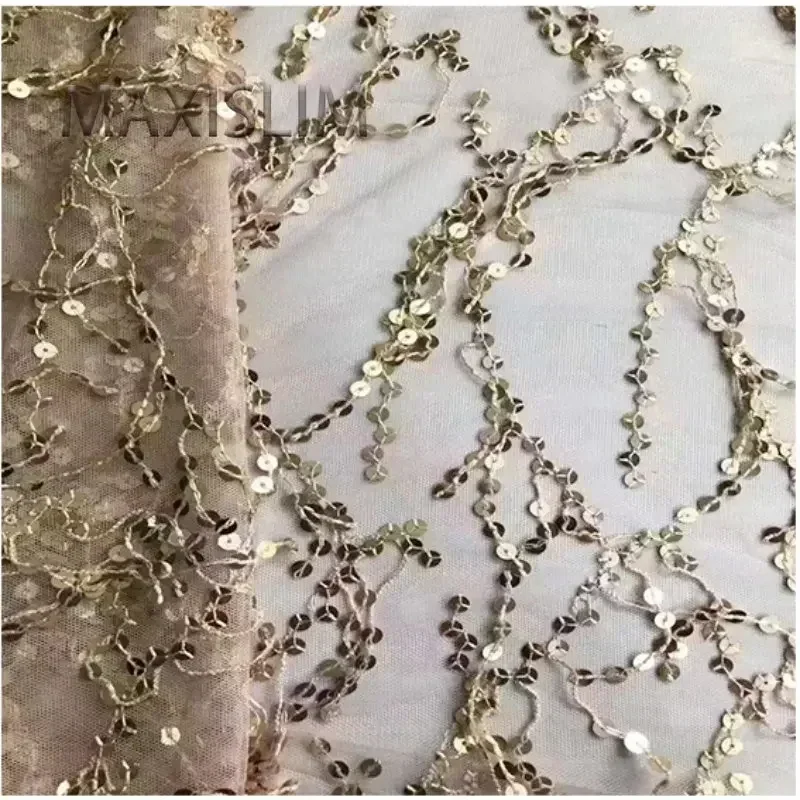 Shiny 7MM Tassel Mesh Embroidery Sequin Fabrics For Dress Latin Dance Costume DIY Fashion Design Sewing Fabric Wide：125CM