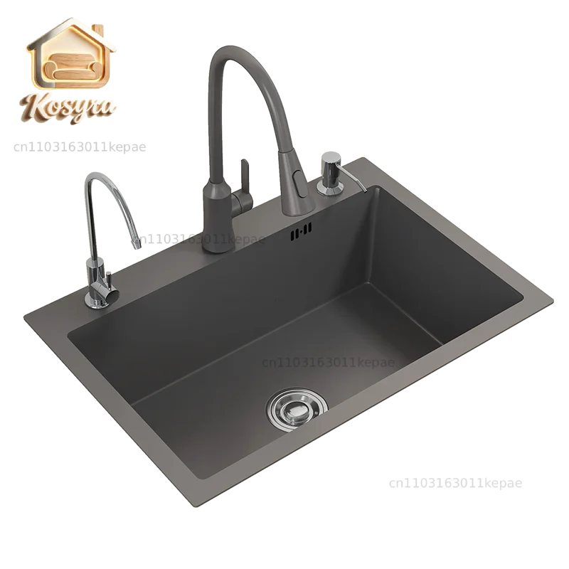 

Vegetable basin ash large single slot nano 304 stainless steel sink handmade kitchen under-counter basin dishwasher sink