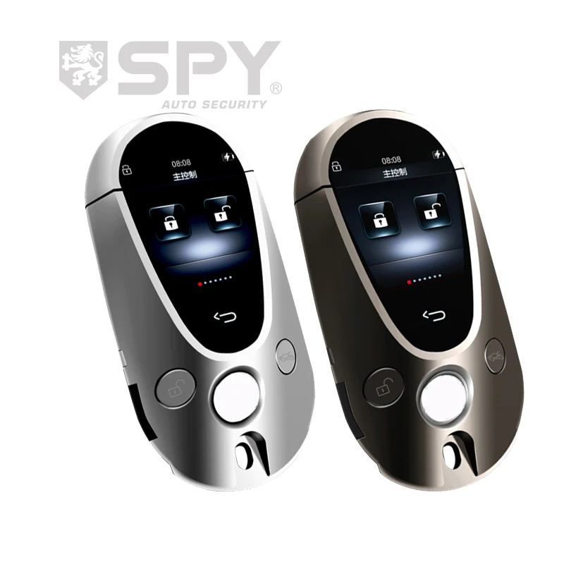 Spy 2 way sistema de alarme do carro entrada keyless passiva recarregável lcd pager display & liberação tronco remoto