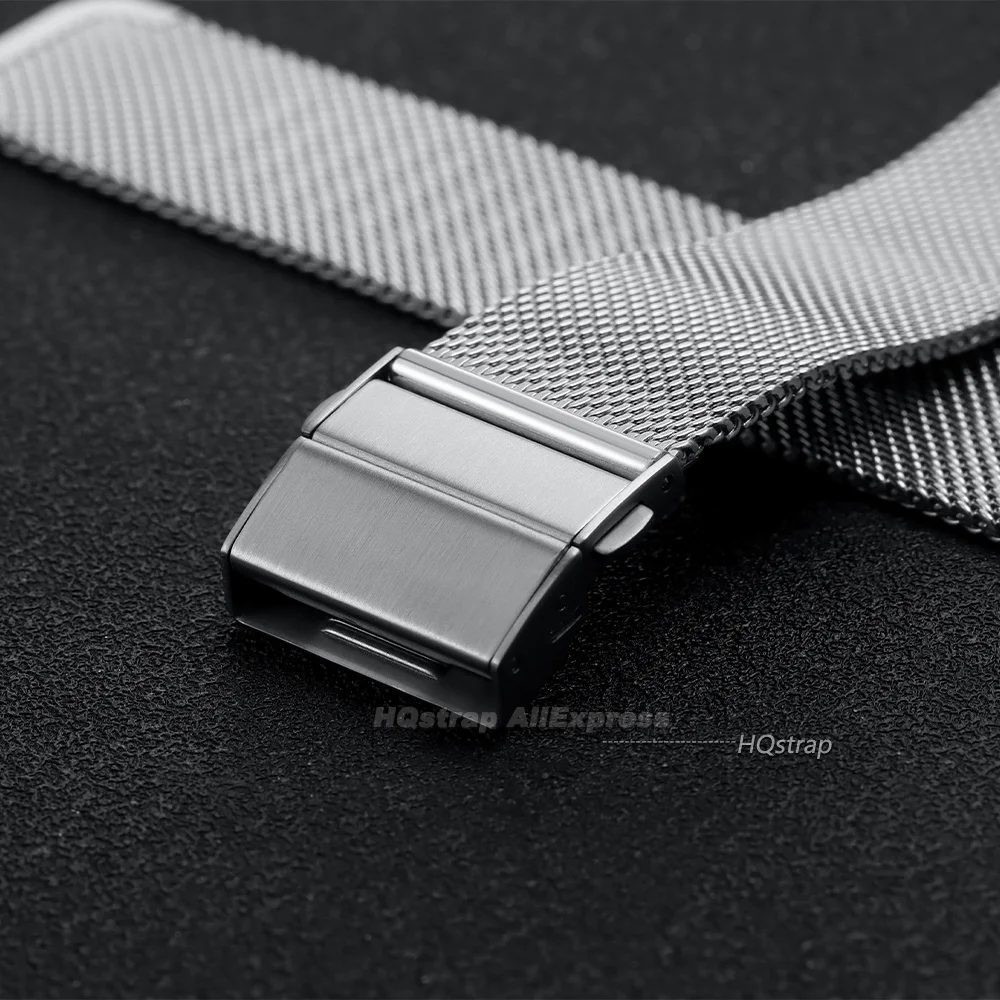 Stainless Steel Watch Buckle 18mm 20mm 22mm Universal Watch Clasp Double Press Metal Replacement Buckle for Mesh Belt Accessory view 5