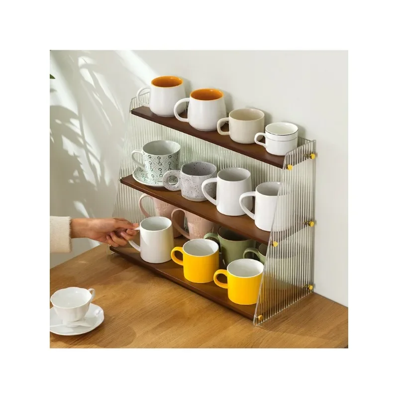 Cup Holder Kitchen Desktop Storage Shelf Desktop Water Cup Teacup Mug Coffee Glass Shelf Box Table Dust Cup Storage Rack