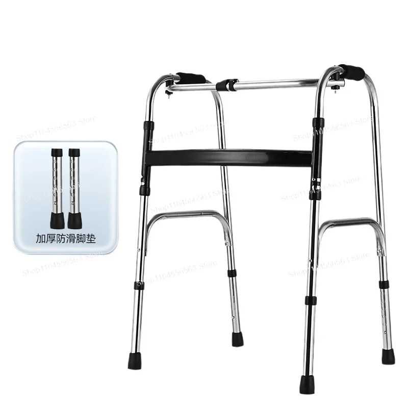 

Stainless steel walker for the elderly with wheel, with seat cushion, four-legged walker