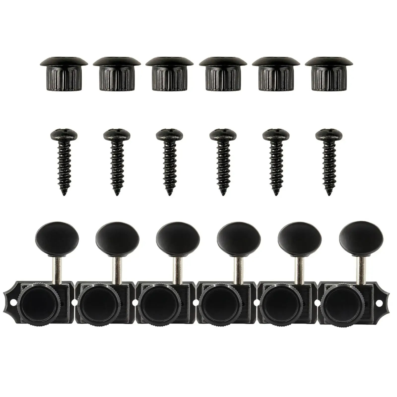 6 in Line Guitar Tuning Pegs Smooth Tuning Easy to Install Left Hand Guitar Decor Durable Machine Heads Knobs Tuning Keys Black