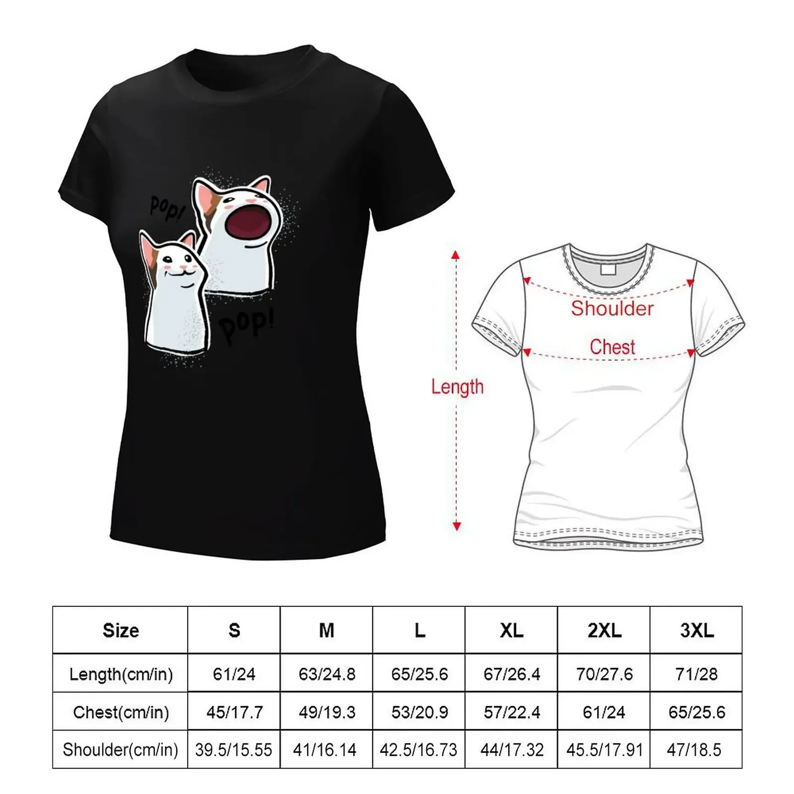 Pop Cat Meme / PopCat / Popping Cat T-Shirt summer top blanks Short sleeve tee customizeds t shirt Women