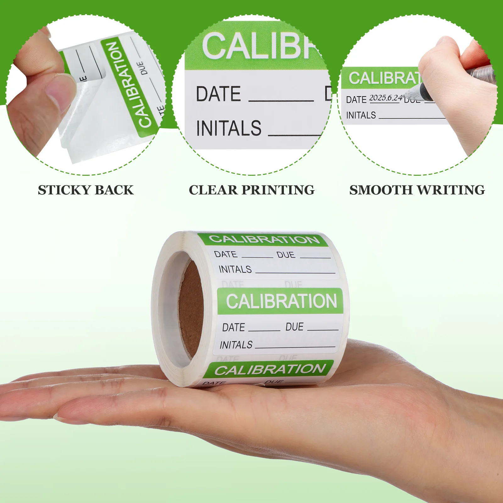 300Pcs Calibration Labels Roll Smooth Surface Writable Self-Adhesive Stickers for Manufacturing Assembly Line Pallets Bright