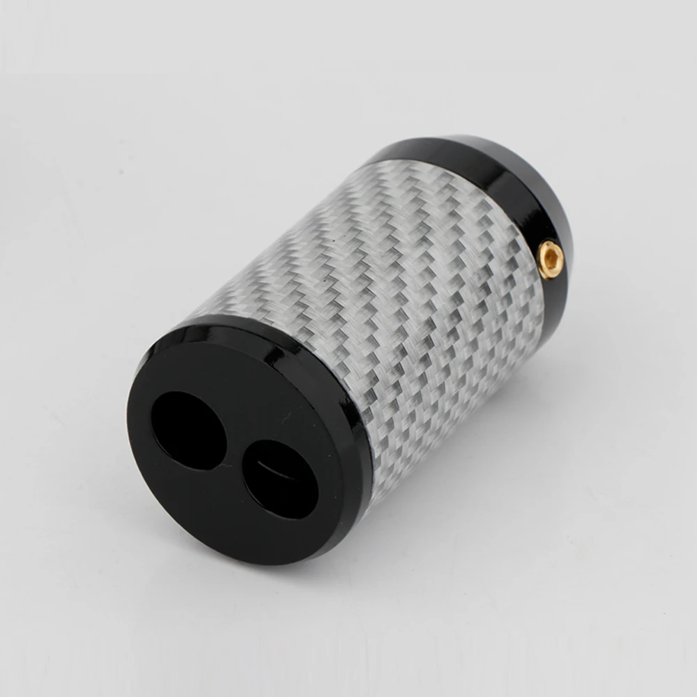 4PCS AL1608 Hifi White Carbon Fiber 1 to 2 Pants Boot Y Splitter Speaker Audio Cable Wire Pant