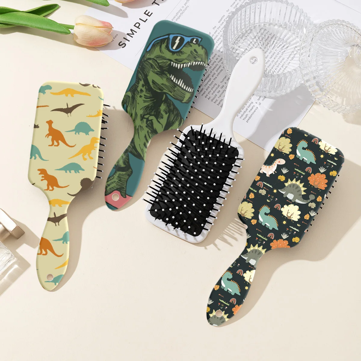 1PC Square Boar Dinosaur Hair Comb Mini Anti-static Hair Scalp Massage Comb Hairbrush Salon Hair Brush Styling Tool