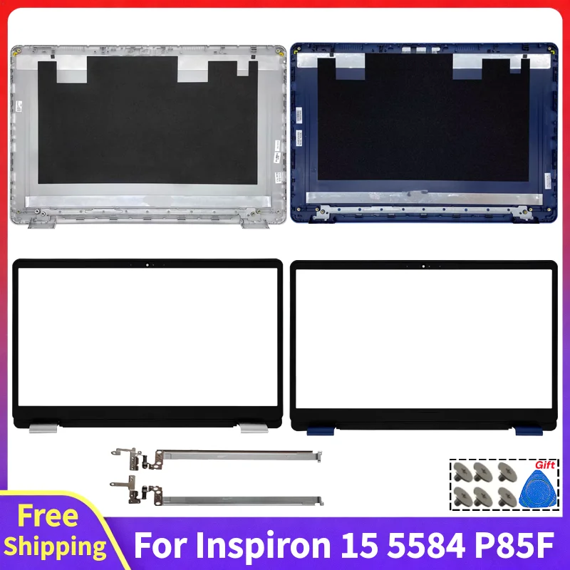 Nueva Carcasa para Laptop Inspiron 15 5000 5584 P85F, Tapa Trasera, Cubierta Superior, Cubierta Trasera LCD, Bisel Frontal, Bisagra Plateada, Repuesto para Computadora