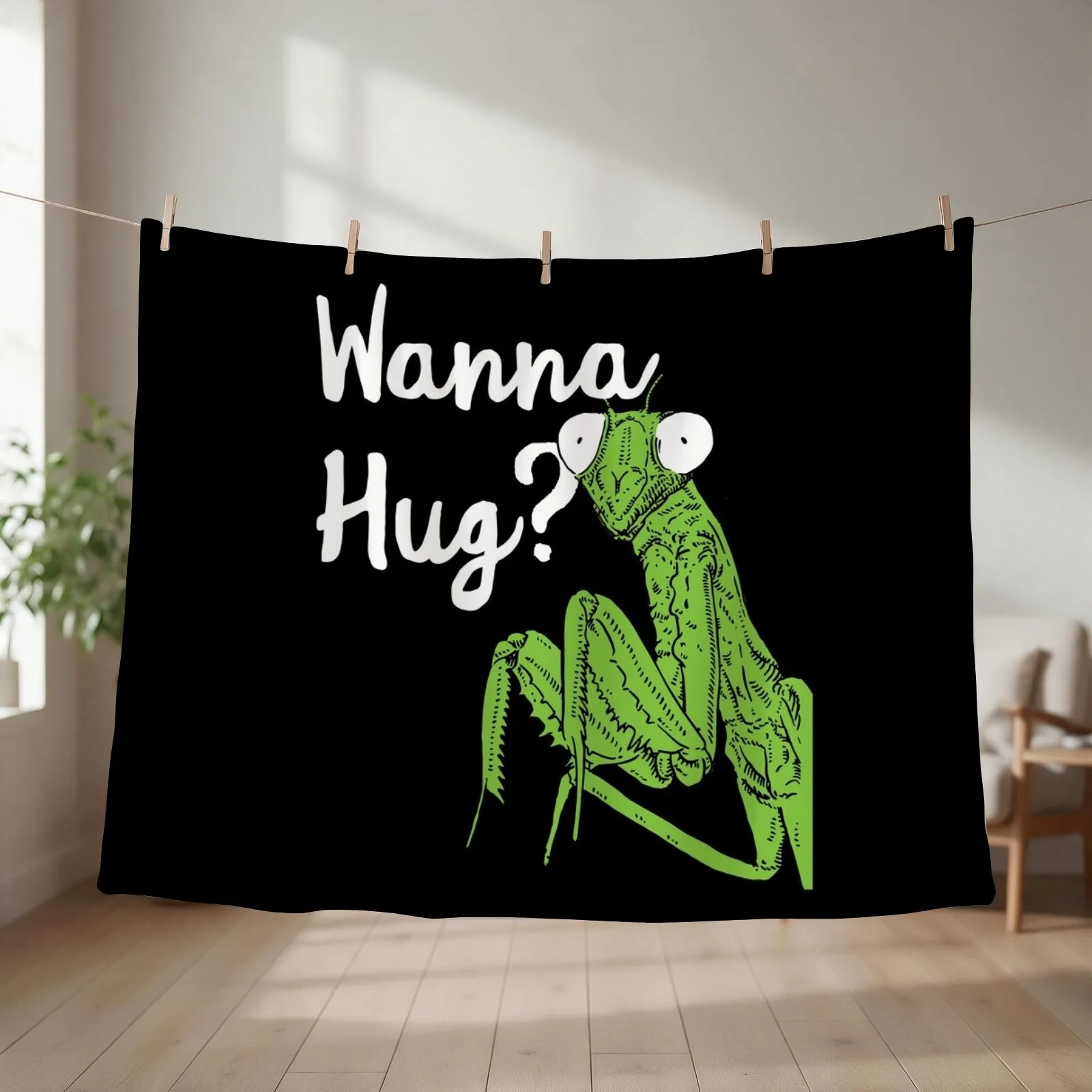 Insect Enthusiast Praying Mantis Lover Throw Blanket couch cozy soft plush fuzzy picnic outdoor blanket