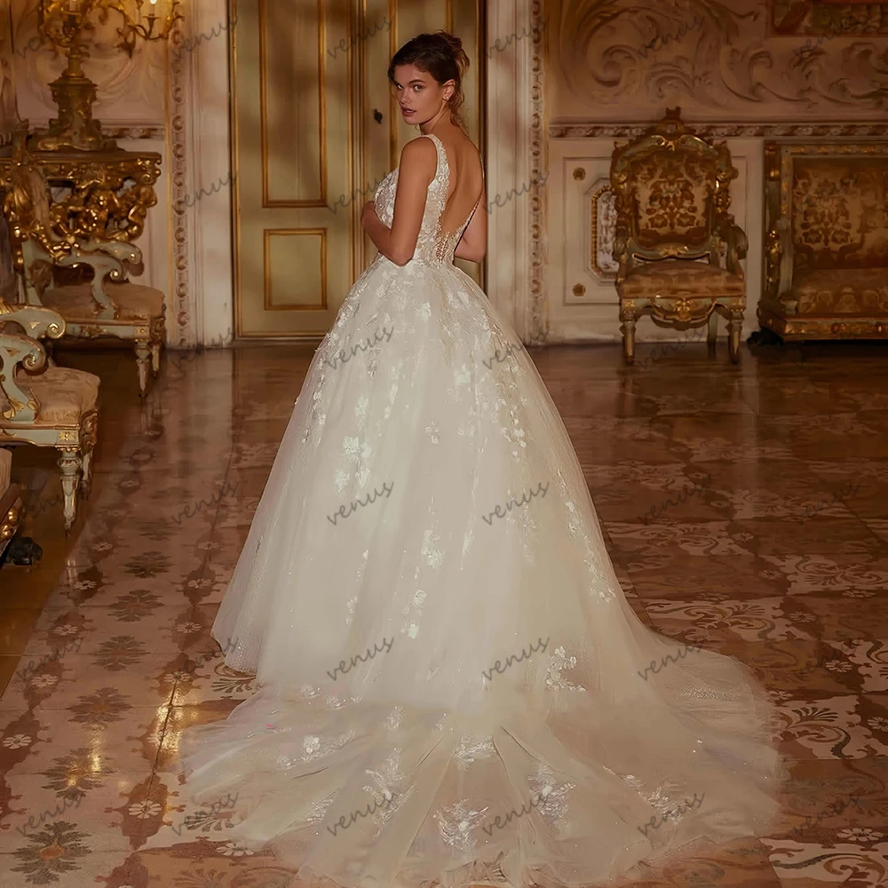 Vintage Wedding Dresses A Line Bridal Gowns Lace Tiered Robes Deep V Neck Pretty свадебное платье Vestidos De Novia Customized