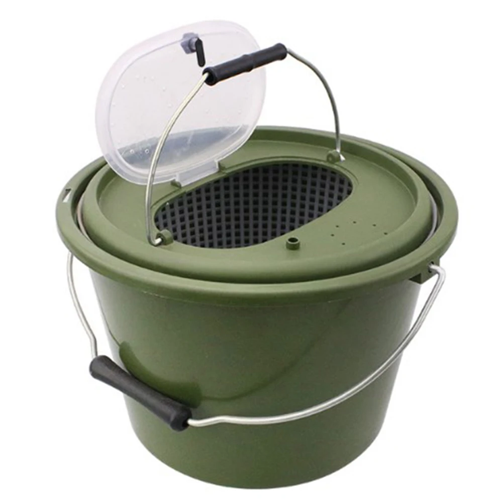 Water Boxes Fish Bucket With Separate Handle Green 5L/10L/15L 650g/950g/1300g Breathable Carp Fishing Double-layer