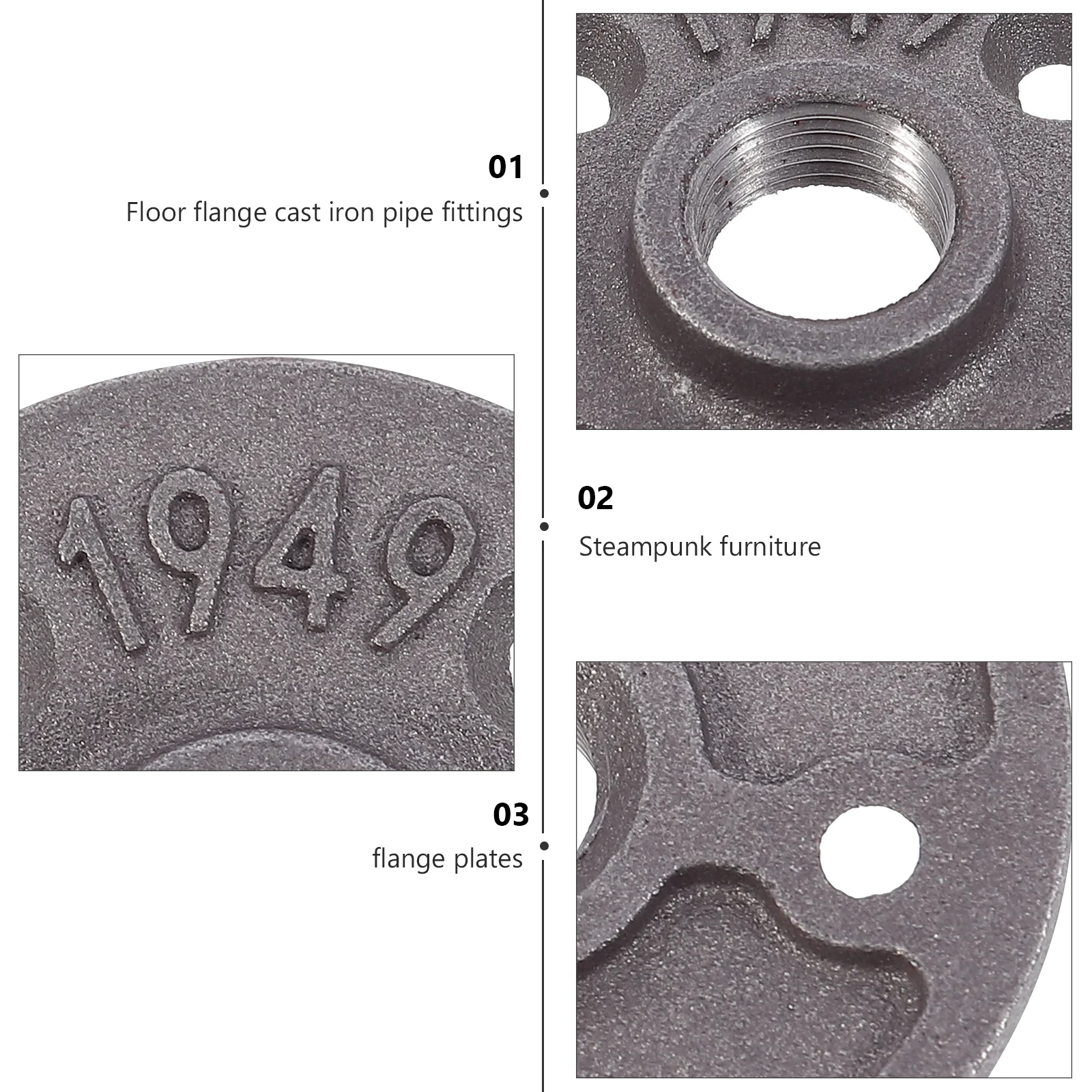 

4 Pcs Water Pipe Bookshelf Base Iron Furniture Shelving Decor Material Easy Install Pipe Fittings Flange Plates