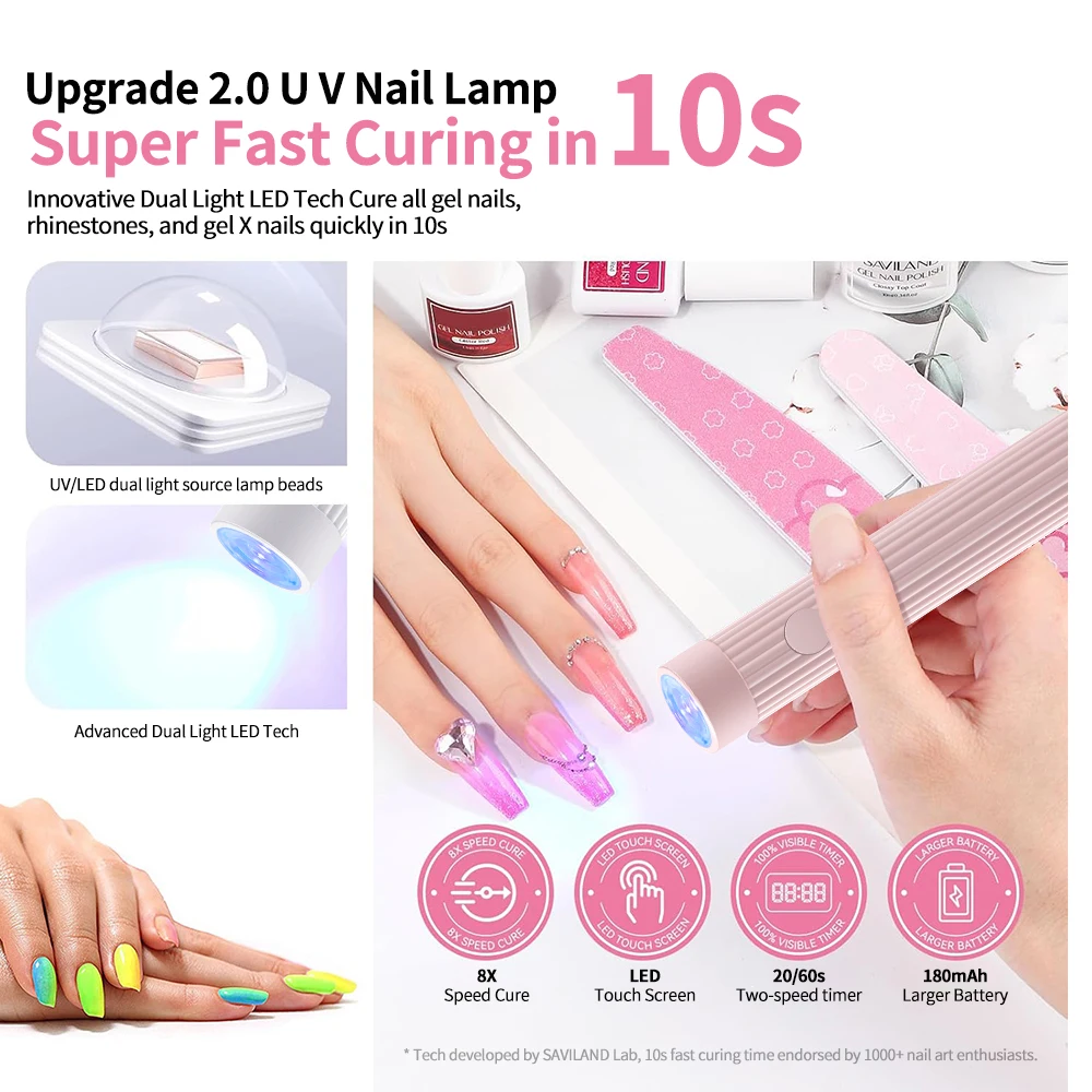 YIKOOLIN 3W Mini UV-LED-Nagellampe, wiederaufladbar, Hand-UV-Licht für Gelnägel, kabellose USB-Nagellampe für schnelles Aushärten