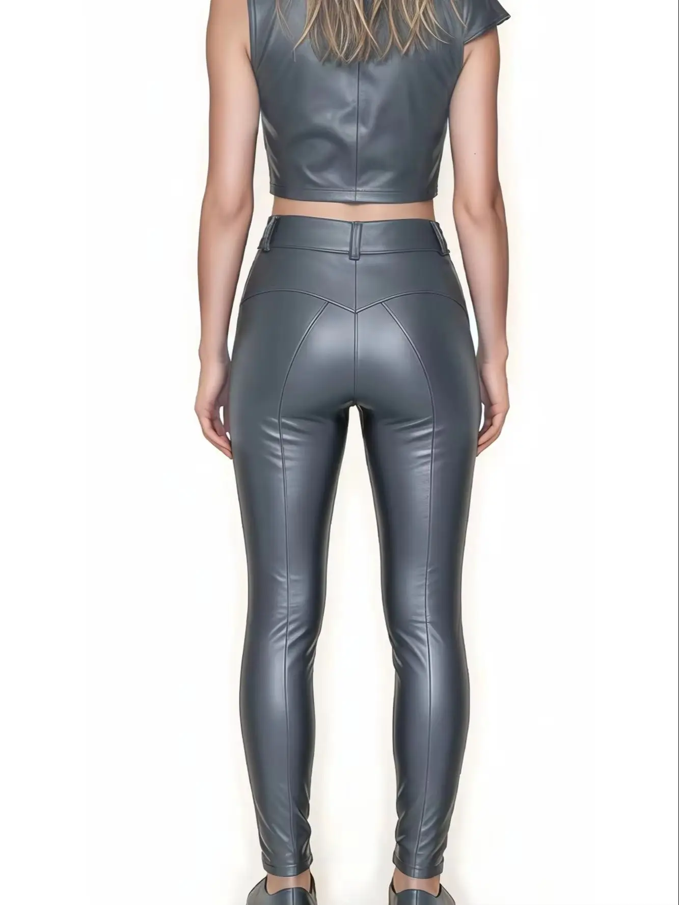 XS-3XL Double Sided PU Leather Jeans Elastic Pencil Pants Tights Leggings Waterproof Trousers Pantalon Spodnie Collant Joggers
