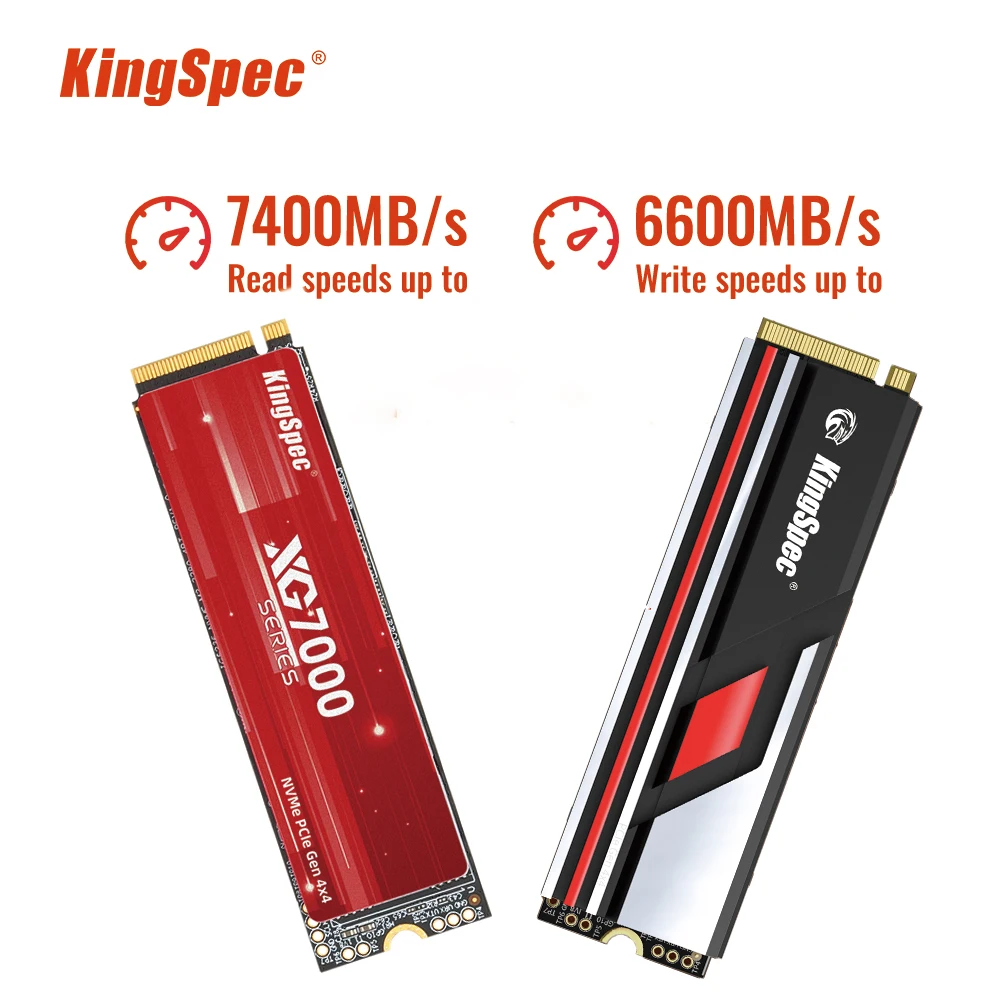 

Kingspec SSD NVME M2 Pcie Gen 4 7400 Mb/s 2TB 1TB 512GB 2280 Heatsink SSD Nmve Disk Drives Internal For PS5 DIY Games Computer