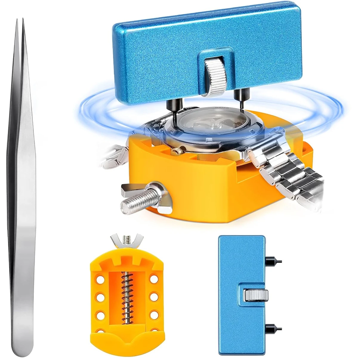 4Pcs/Set Watch Battery Replacement Kit Wrench Back Remover for Rotate Open Cover Case Opener Watch with Watch Back  Remover