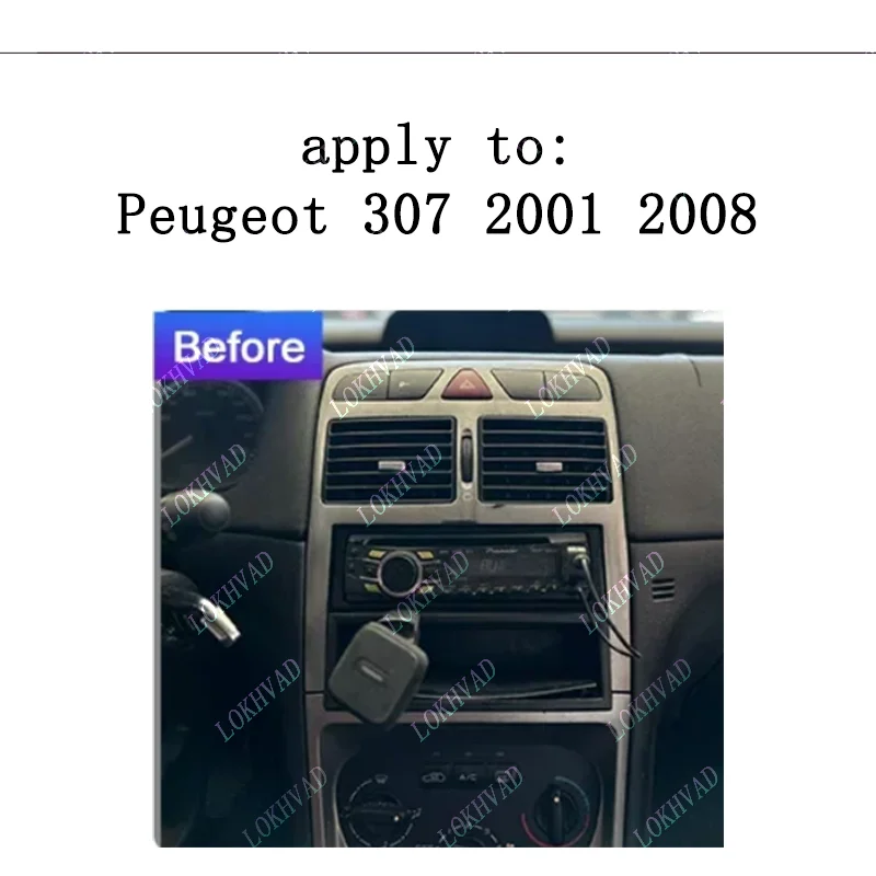 Car Frame for Peugeot 307 2002-2013 9 inch Car Radio Android DVD MP5 Fascia Panels Frame With Power Cable Canbus