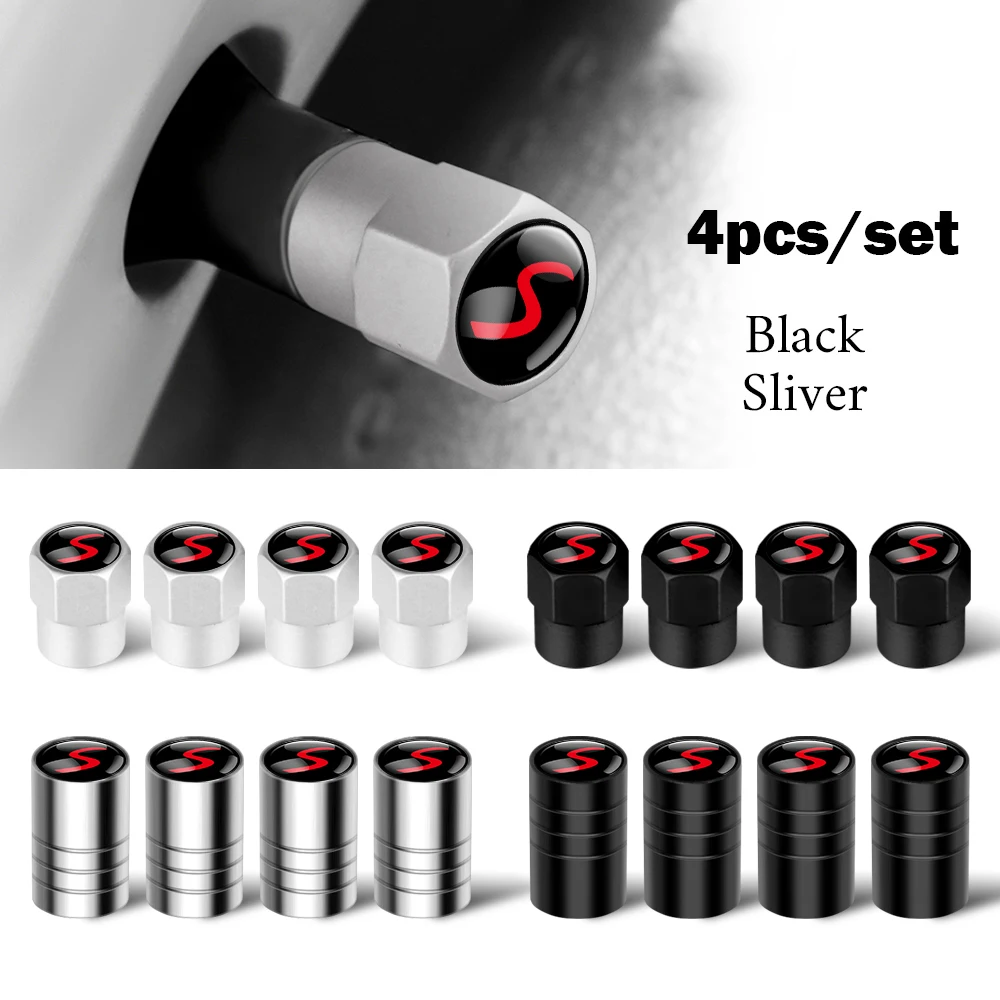 4PCS Car S Badge Wheel Tires Valve Caps Tyre Valve Stem Covers for BMW Mini Cooper R56 R53 R50 F55 F56 Countryman Accessories