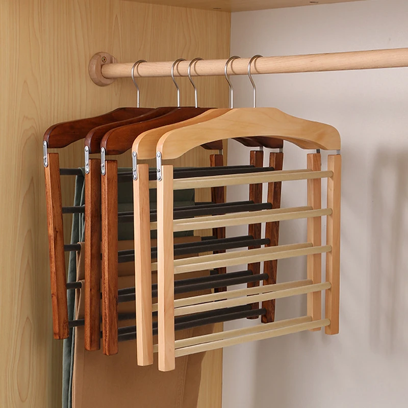 porte-pantalons-pliable-a-5-niveaux-en-bois-organisateur-de-placard-peu-encombrant-pour-jeans-leggings-cintres-magiques-pour-vetements