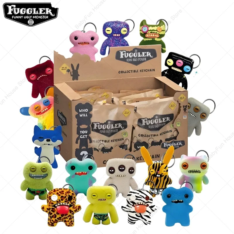 الأصلي Fuggler مضحك القبيح الأسنان وحوش الشكل اللعب سلاسل المفاتيح Kawaii Fugglers الكرتون البلاستيكية تمثال حلقات المفاتيح نموذج الدمى هدية
