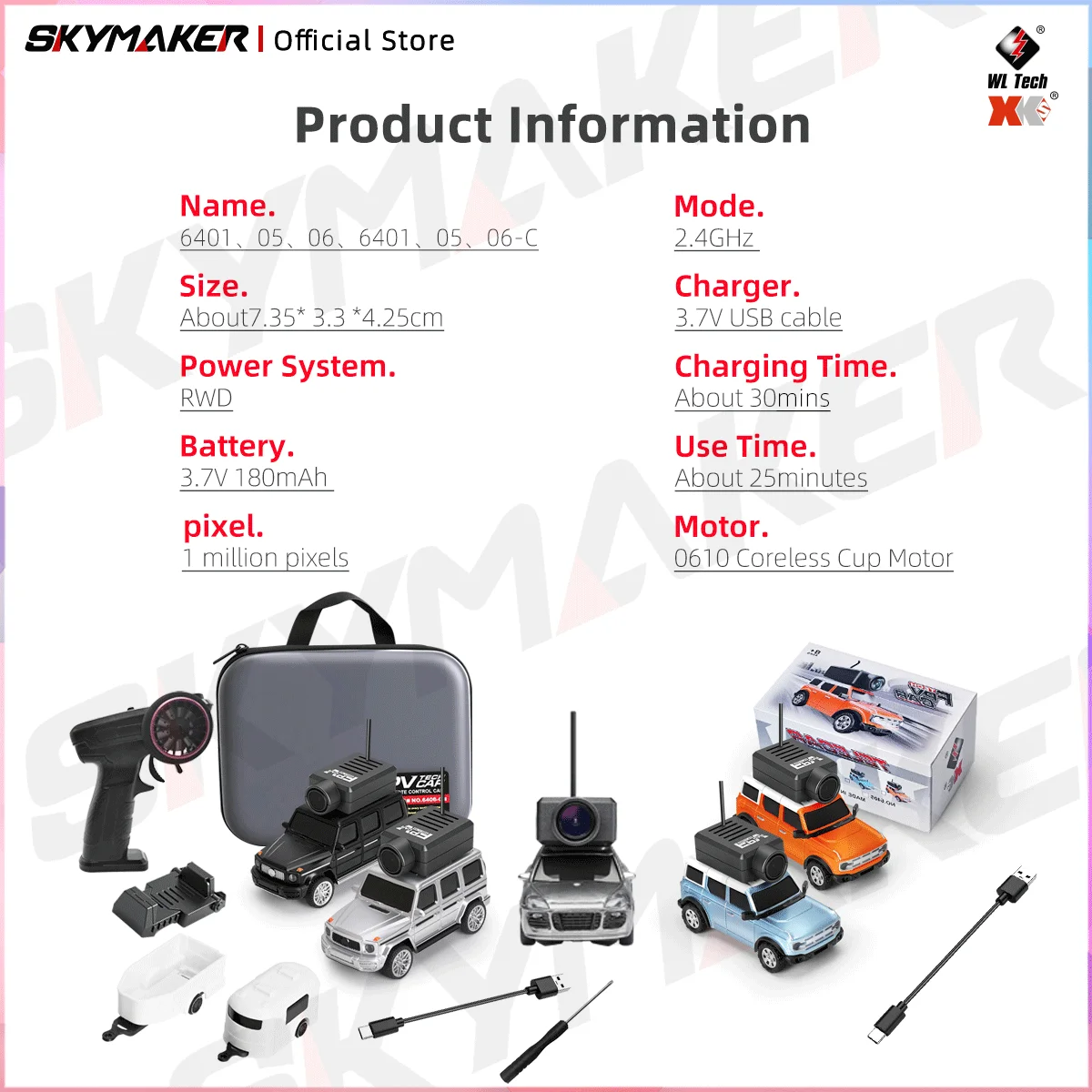 WltoysミニFPVアプリ制御車 1/64ミニリモコンカメラカー 2.4GHz LEDアンビエントライト付きミニRCカー 男の子向けギフト