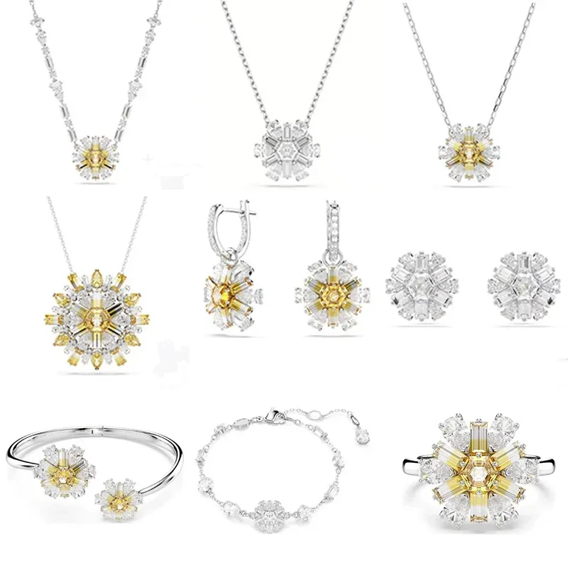SW جديد عالي الجودة رائج البيع Idyllia مجموعة قلادة على شكل زهرة صفراء مختلطة للمجوهرات النسائية هدية رومانسية للعطلات