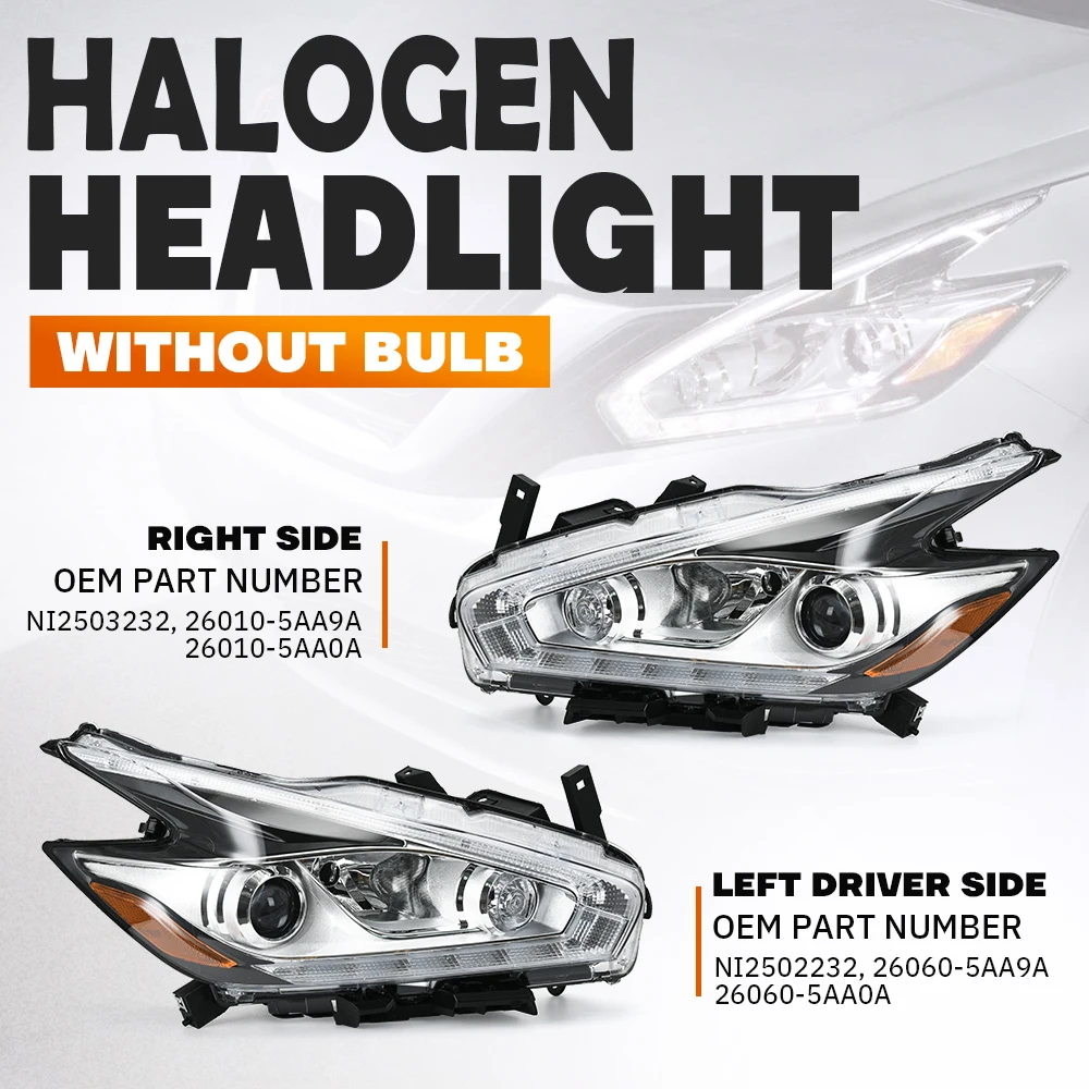 Headlight Headlamp NI2503232 Left Driver / Right Passenger Side For Nissan Murano 15-18 26060-5AA9A 26060-5AA0A