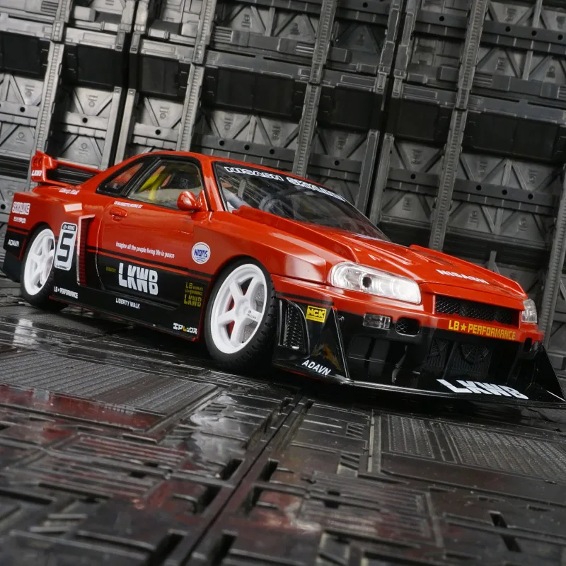 

1:18 large GT-R34 SKYLINE alloy racing car model car decoration door can open acousto-optic shock-absorbing children's toy car