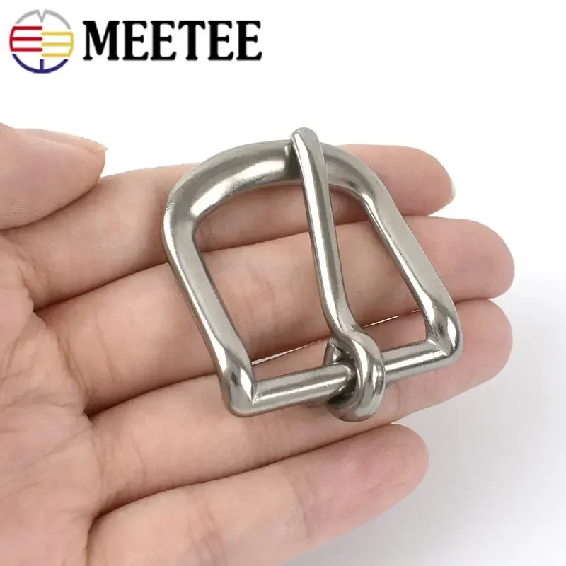 Meetee 2/4pc ID16-39mm Stainless Steel Pin Belt Buckle Apparel Bags Strap Buckles DIY Luggage Leather Crafts Decoration Material