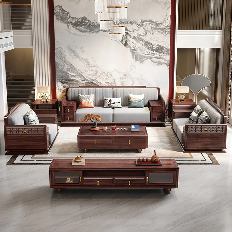 

Customizable new Chinese ebony sofa combination modern living room home winter and summer small apartment furniture