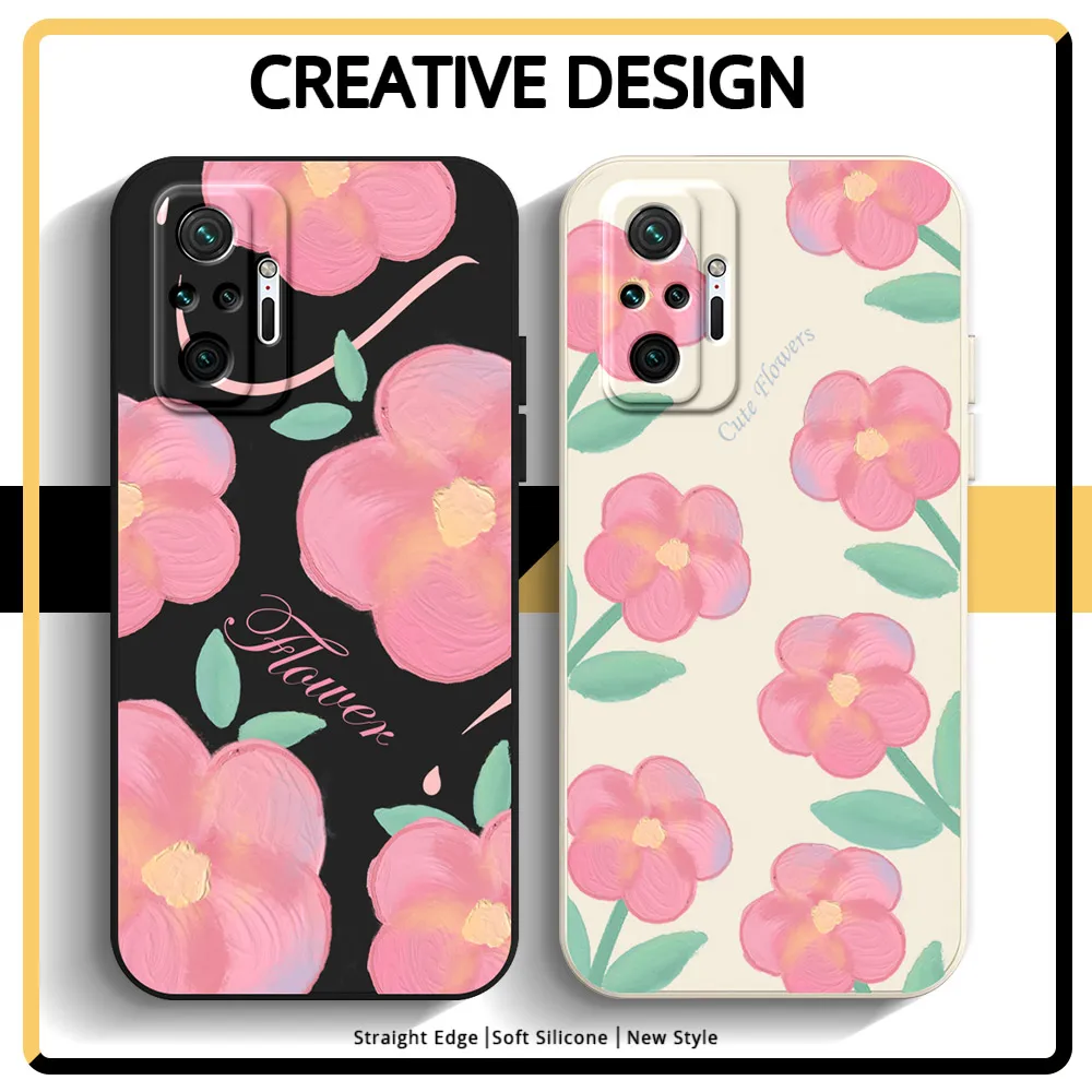 Phone Case For Xiaomi Redmi Note 10 Pro 4G 5G Note 5 7 8 9 Pro Note 10S 8T 9S 7S 9T Case Cover Shockproof Soft Silicone Flower