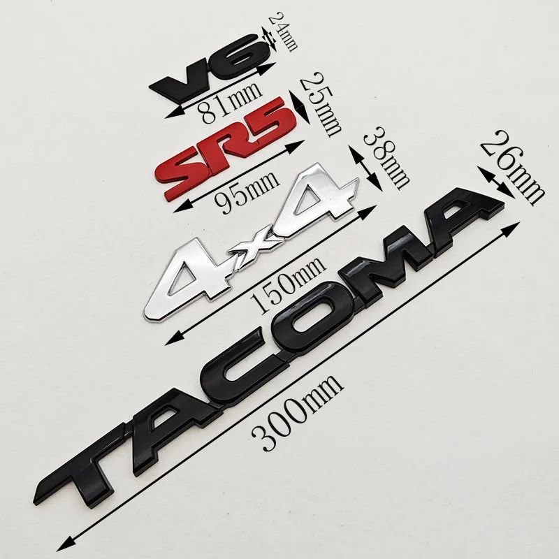 ثلاثية الأبعاد سيارة ملصق شعار V6 4X4 SR5 تاكوما جذع شارة الباب Waier خط C-عمود شعار الشارات لتويوتا تاكوما N170 N260 N300 N400