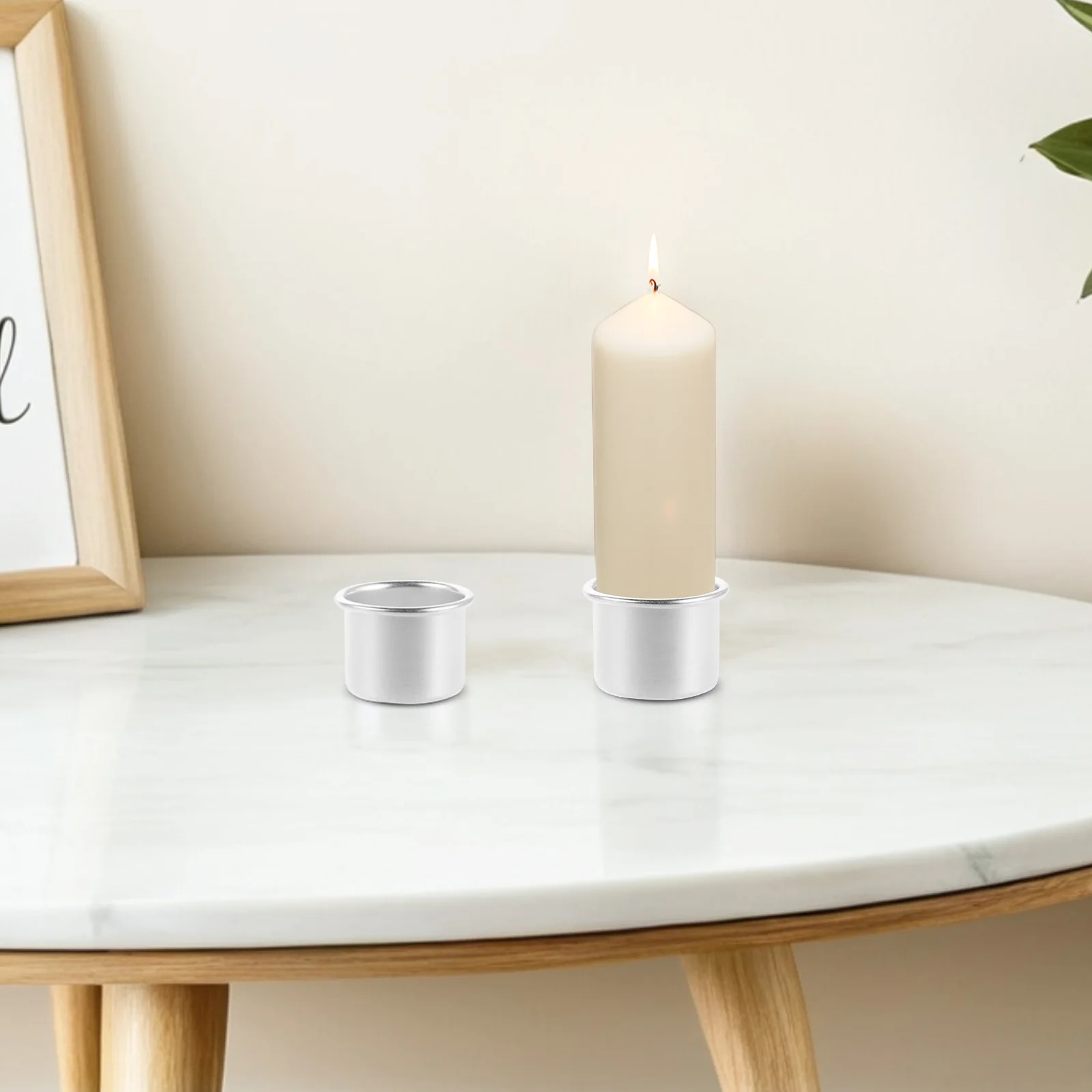 

30Pcs Aluminum Cups Metal Holders Heavy Duty Base Pillar Candlestick Liners Inserts Drip Catchers Party