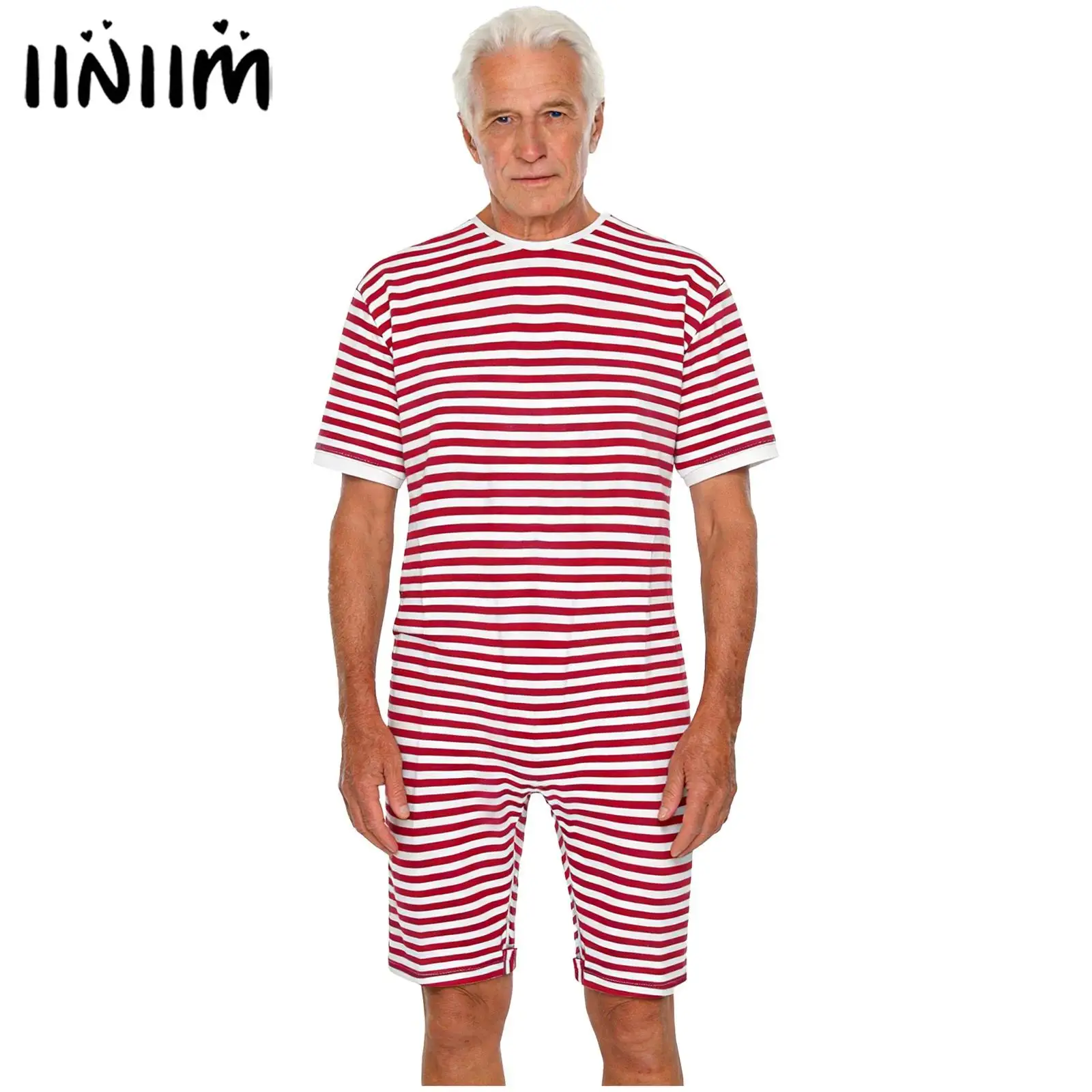 

Комбинезон-боди для взрослых мужчин, пожилых людей и людей с особыми потребностями, с защитой от защемления, на молнии, с короткими штанинами, в полоску, адаптивная одежда для ухода и реабилитации