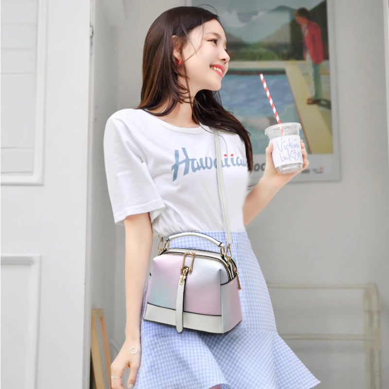 

New 2022 Women's Bag Trend Shoulder Bag Fashion Gradient Color Rainbow Candy Color Women's Korean Small Square Bag