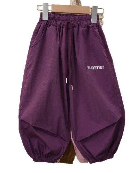 Pantalons de sport rafraîchissants à sec pour filles, pantalons longs et amples, vêtements décontractés d'été pour petites filles, nouvelle collection