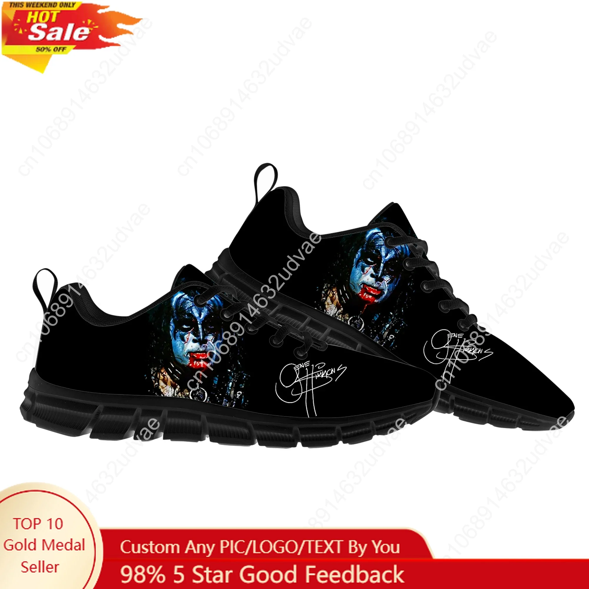 Gene Simmons Sports Shoes Men Women Teenager Kids Children Sneakers Footwear Casual Custom Couple Shoes Black