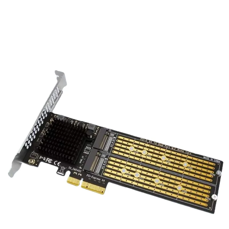 20Gbps/40Gbps PCI-E X4 to Dual Port M.2 M-Key Expansion Card for NVME 2230 2242 2260 2280 22110 SSD Adapter Card M2 Raid Card