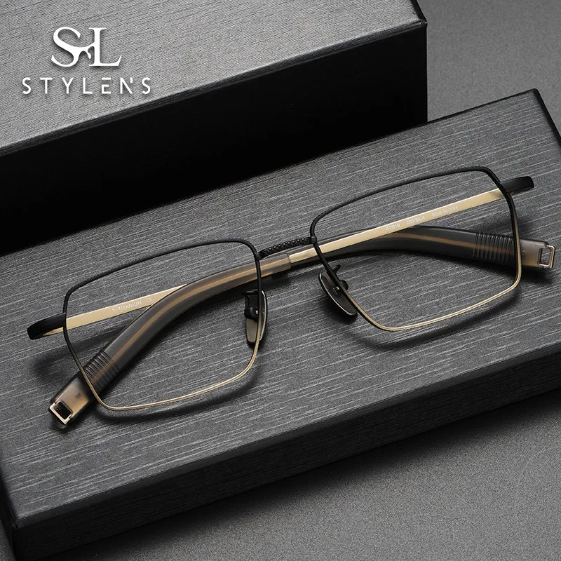 

STYLENS Fashion Gradient Color Pure Titanium Glasses Versatile Business Men Glasses Anti Blue Light Optical Custom Glasses07519