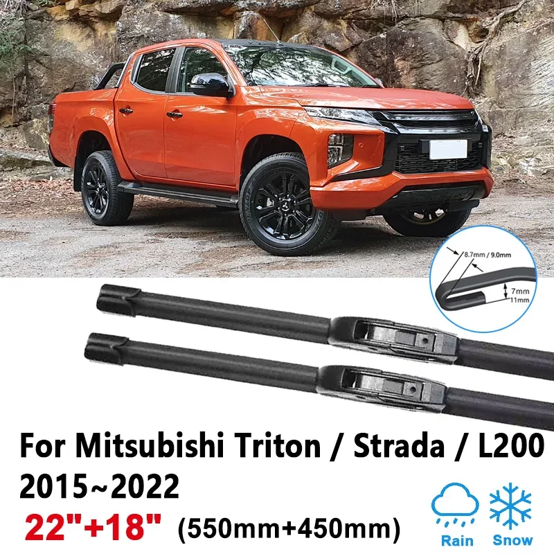 

22"+18" For Mitsubishi Triton Strada L200 2015~2022 Car Wiper Blade Windscreen Windshield Front Wiper Brushes Tools Accessories