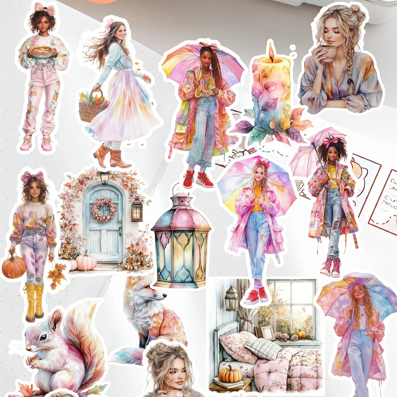 

22pcs Creative Cute Self-made Watercolor Purple Girl Scrapbooking Stickers /Decorative Sticker /DIY Craft Photo Albums Kawaii